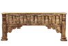 [[Long console table with an old Indian door and detailed carving///Longue table console avec une vieille porte indienne et une sculpture détaillée]]