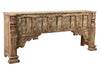 [[Long console table with an old Indian door and detailed carving///Longue table console avec une vieille porte indienne et une sculpture détaillée]]