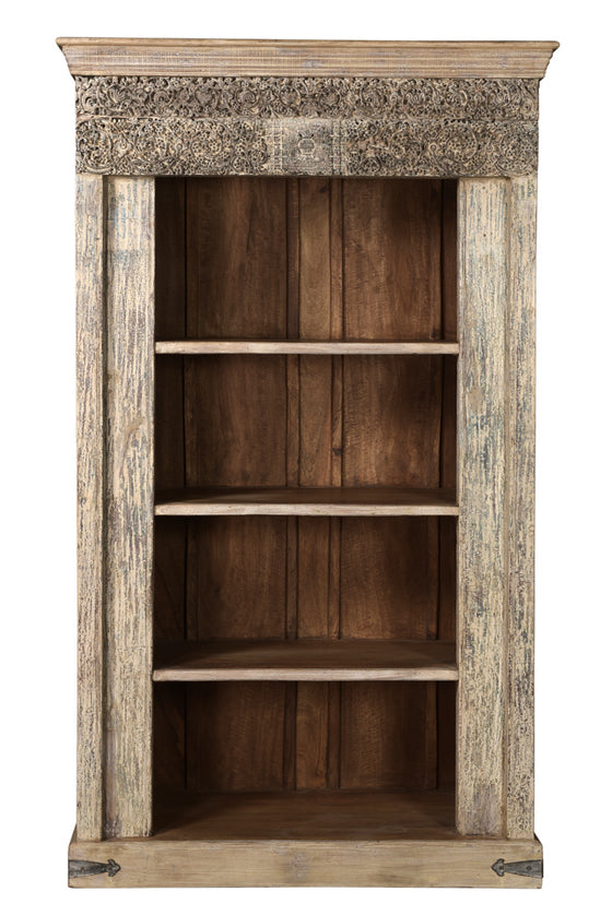 [[Massive Bookshelf with old Indian door frame///Bibliothèque massive avec ancien cadre de porte indien]]