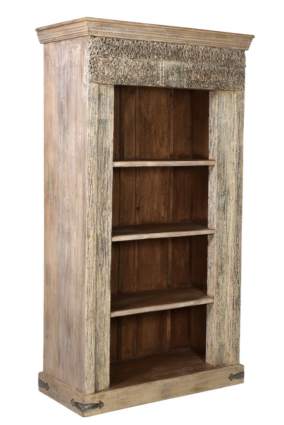 [[Massive Bookshelf with old Indian door frame///Bibliothèque massive avec ancien cadre de porte indien]]