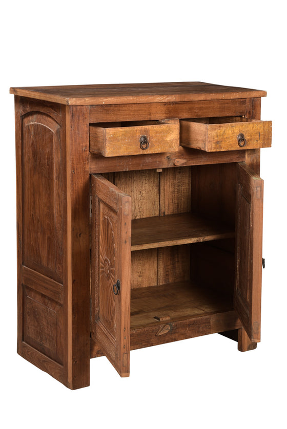 [[Hand carved Indian teak wood cabinet///Cabinet sculpté en ancien bois de teck indien]]