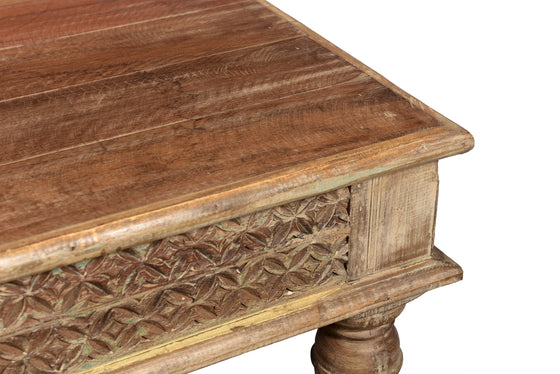 [[Square coffee table with old hand carved panels///Table basse carrée avec panneaux sculptés à la main]]