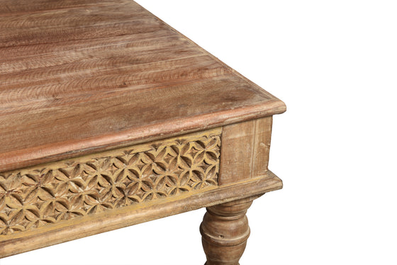 [[Square coffee table with old hand carved panels///Table basse carrée avec panneaux sculptés à la main]]