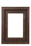 [[Reclaimed wood mirror frame with detailed carvings//Cadre de miroir en bois récupéré avec des sculptures détaillées]]