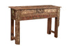 [[Old teak wood side table with carved panels///Table d'appoint anciene en bois de teck avec panneaux sculptés]]
