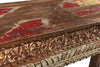 [[Old teak wood side table with carved panels///Table d'appoint en ancien bois de teck avec panneaux sculptés]]