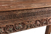 [[Old teak wood side table with carved panels///Table d'appoint en ancien bois de teck avec panneaux sculptés]]