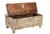 [[Pastel beige old Indian teak wood chest///Coffre indien en ancien bois de teck]]