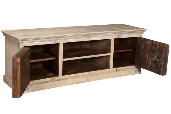 [[Wooden TV-unit with old teak wood doors///Meuble TV avec anciennes portes en bois de teck]]
