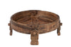 [[Old teak wood chakki grinder table///Ancienne table à broyer chakki en teck]]