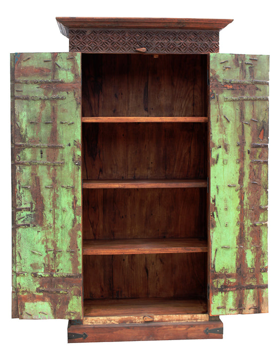 [[Massive cabinet with antique teak wood doors///Armoire massive avec portes antiques en bois de teck]]