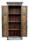 [[Tall hand carved teak wood cabinet with old Indian doors///Grande armoire en bois de teck sculpté à la main avec de vieilles portes indiennes]]