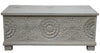 [[Whitewashed wooden chest with ornamental carving///Coffre en bois blanchi à la chaux avec sculpture décorative]]