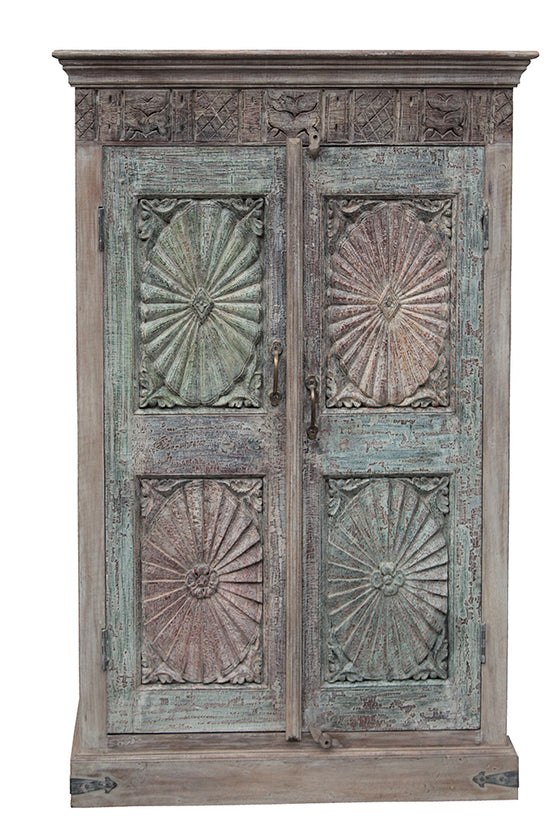[[Pastel turquoise cabinet with old doors///Armoire turquoise pastel avec portes anciennes]]