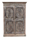 [[Pastel beige old teak wood cabinet///Armoire en vieux bois de teck beige pastel]]