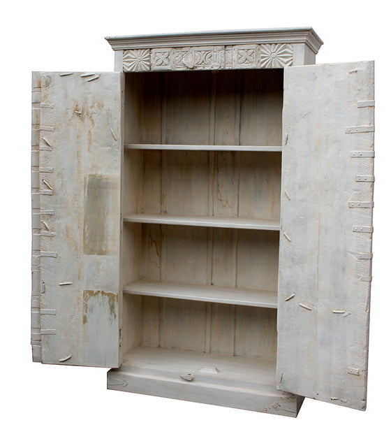 [[Whitewashed teak cabinet with old doors///Armoire en teck blanchi à la chaux avec de vieilles portes]]