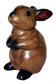  Hand Carved Wooden Rabbit//Lapin en Bois Sculpté à la Main
