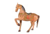 Colorful wooden horse sculpture//Sculpture de cheval en bois coloré
