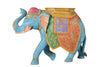 Colorful wooden elephant sculpture//Sculpture d'éléphant en bois colorée