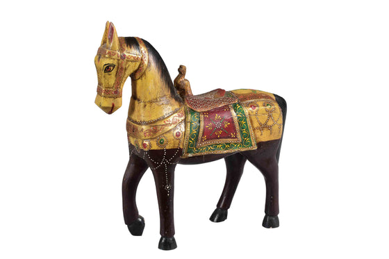 Hand painted wooden horse sculpture//Sculpture de cheval en bois peinte à la main