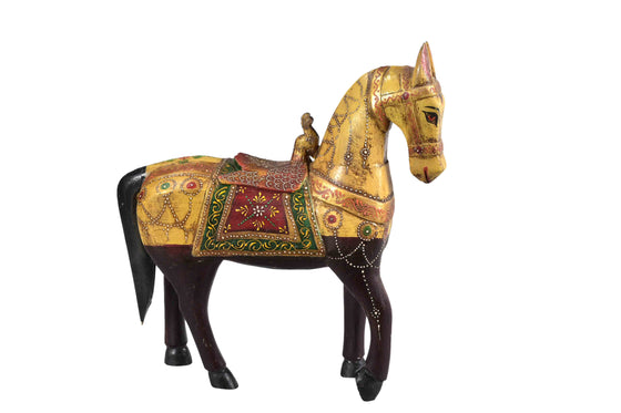 Hand painted wooden horse sculpture//Sculpture de cheval en bois peinte à la main