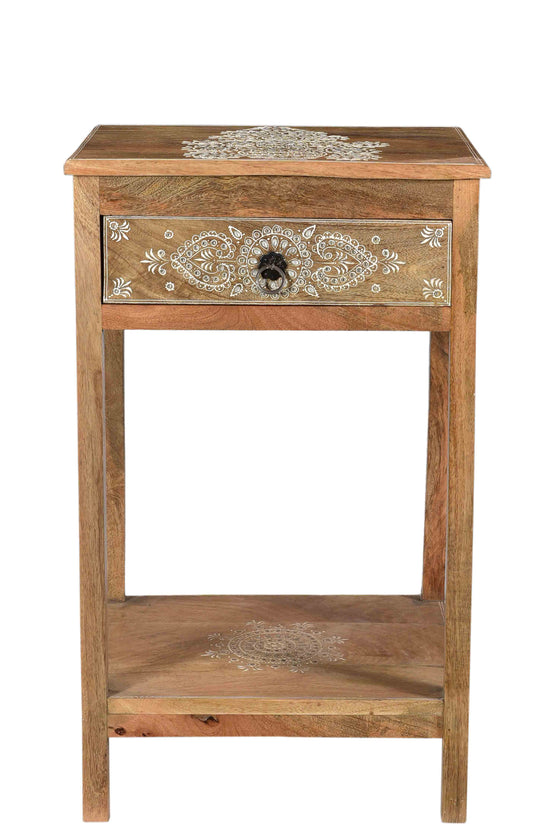 Hand painted table with a drawer//Table peinte à la main avec un tiroir