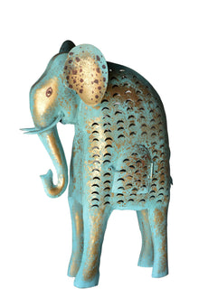  [[Turquoise metal elephant lantern///Lanterne elephan en metal turquoise]]