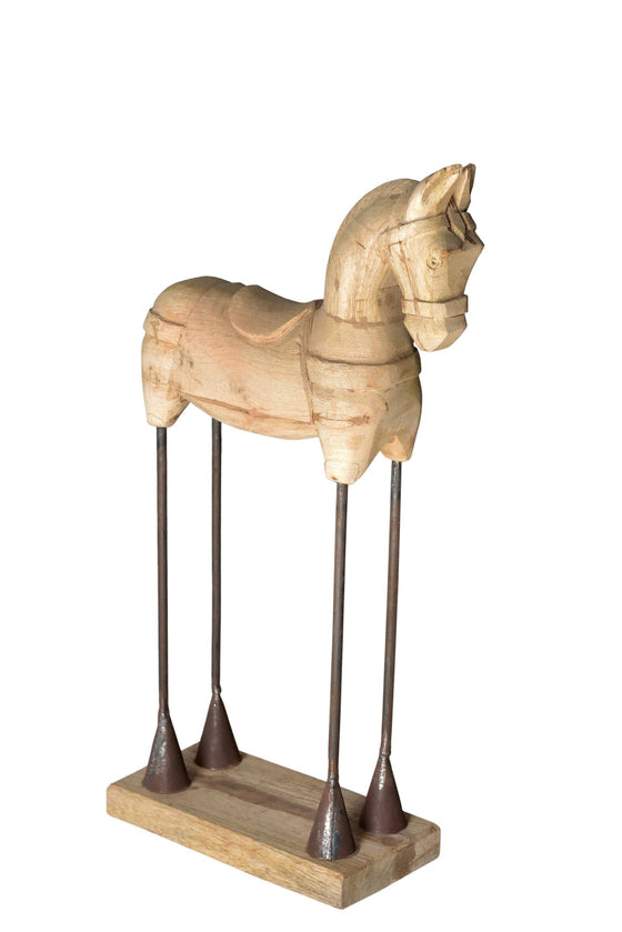 [[Natural wood hand carved horse///Cheval en bois naturel sculpté à la main]]