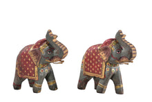  Small hand painted wooden elephant// Petit éléphant en bois peint à la main