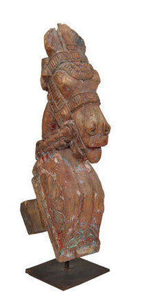  Antique Horse Sculpture on Stand // Sculpture antique de tête de cheval