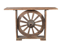  [[Old Teak Side Table with Wheel///Ancienne table en bois de teck avec roue]]