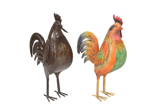 Hand Painted Iron Rooster//Coq Peint à la Main en Fer