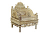 Pastel beige carved arm chair//Fauteuil sculpté beige pastel