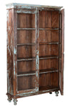 [[Old teak glass cabinet with touches of blue///Vieille vitrine en teck avec des touches de bleu]]