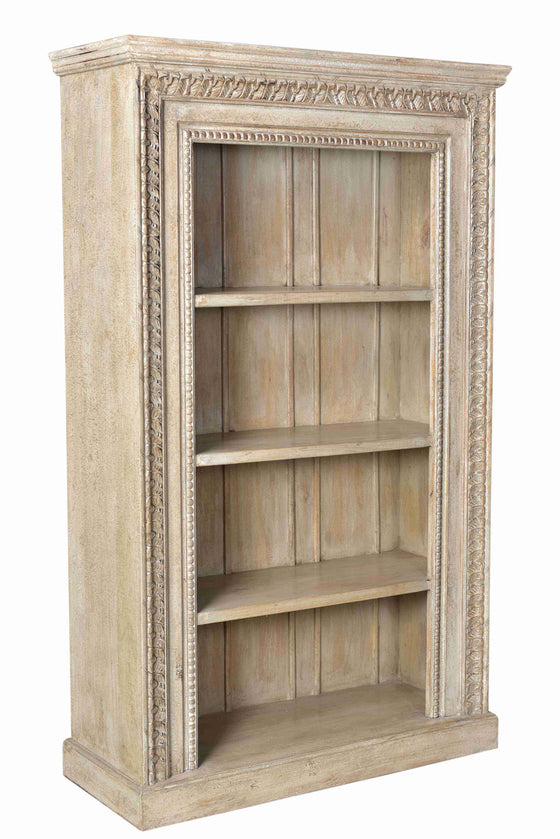 [[Whitewashed bookshelf with old door frame///Etagère blanchie à la chaux avec vieux cadre de porte]]