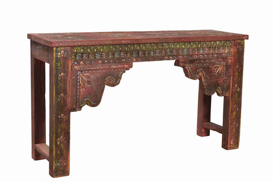[[Hand painted floral side table table///Table basse peinte à la main avec motifs floraux.]]