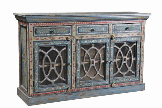 [[Hand painted blue floral dresser///Commode à fleurs peinte à la main en bleu]]