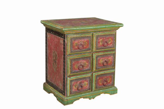 [[Hand painted floral bedside table///Table de Chevet peinte à la main]]