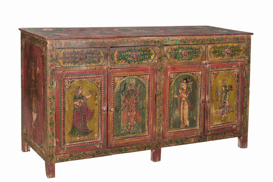 [[Vintage dresser with hand painted Hindu motifs///Vieille commode avec motifs hindous peints à la main]]