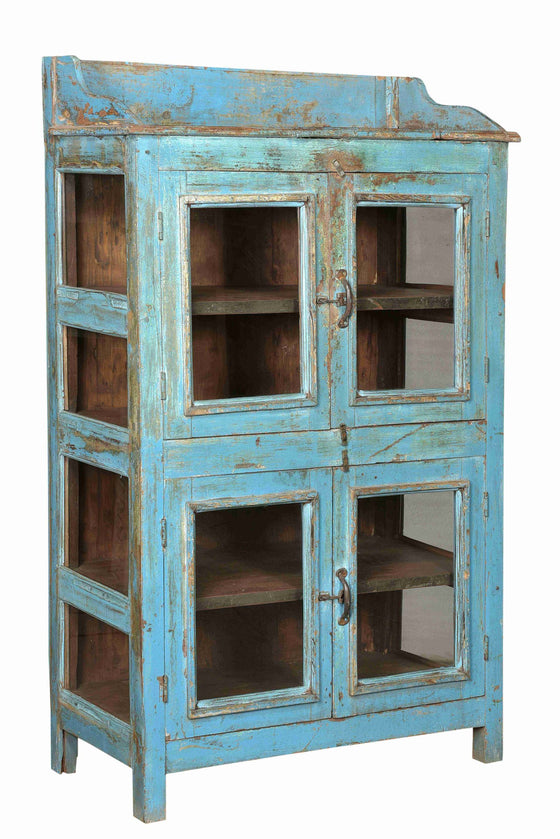 [[Jodhpur blue : Old teak glass cabinet///Jodhpur bleu : Ancienne vitrine en teck]]