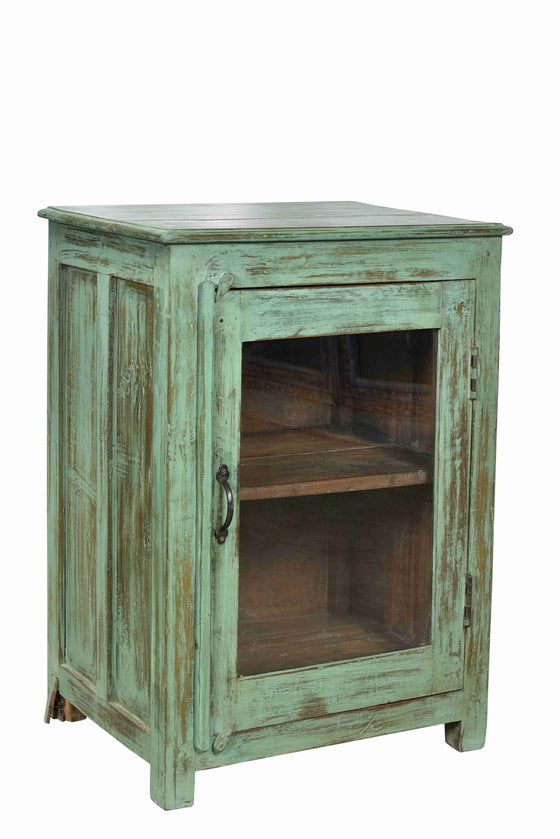 [[Vintage green glass cabinet///Vieille vitrine en verre vert]]