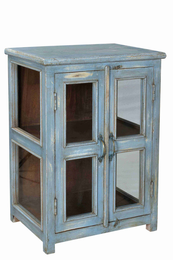 [[Jodhpur blue : Old teak glass cabinet///Jodhpur bleu : Vieille vitrine en teck]]