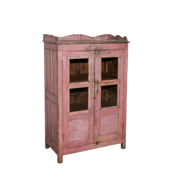 [[Vintage pink glass cabinet///Vieille vitrine rose en verre]]