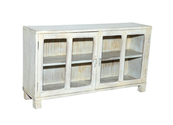 [[Whitewashed old teak glass cabinet///Vieille vitrine en teck blanchi à la chaux]]