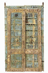 [[Pastel green wardrobe with an old teak door///Armoire vert pastel avec une vieille porte en teck]]