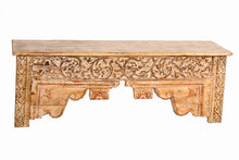  [[Teak wood bench with old carvings///Banc en bois de teck avec des sculptures anciennes]]