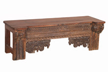  [[Teak wood bench with old carvings///Banc en bois de teck avec des sculptures anciennes]]