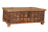[[Old teak wood chest with brass decoration///Coffre en ancien bois de teck avec décoration en laiton]]