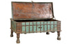 [[Old teak wood chest with brass decoration///Coffre en vieux bois de teck avec décoration en laiton]]