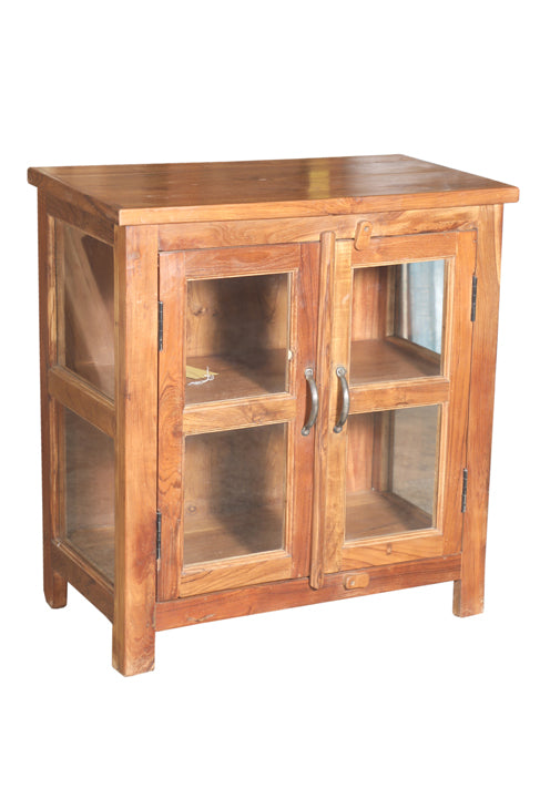 [[Old teak wood glass cabinet///Cabinet vitré en ancien bois de teck]]